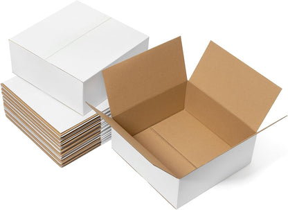 12x12x5" White Corrugated Shipping Boxes, 25 Pack
