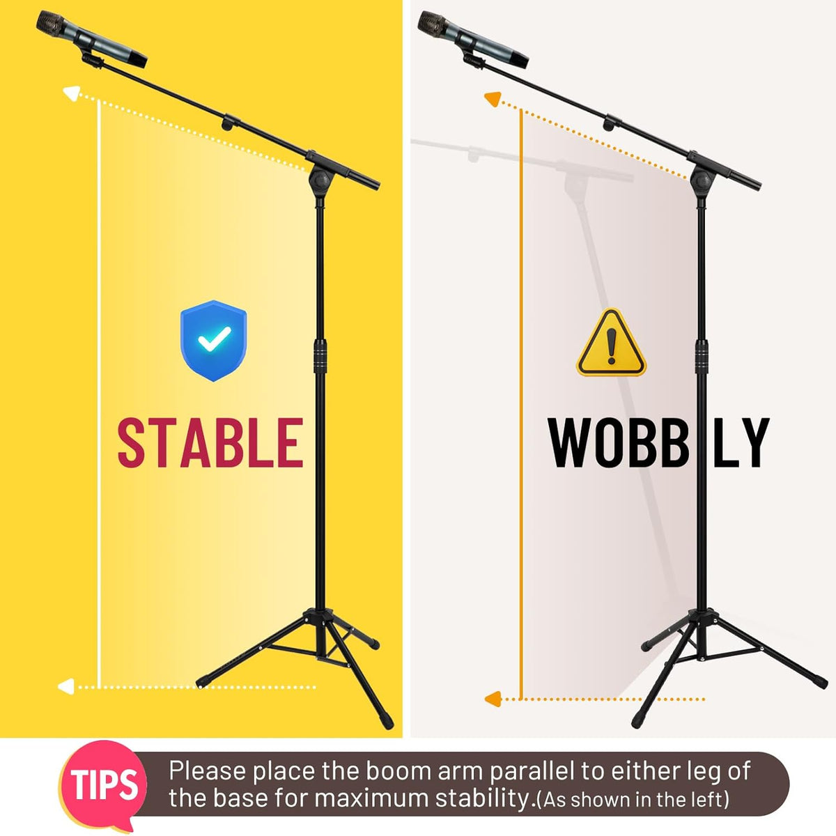Dual-use Tripod Microphone Stand Boom Arm Floor Mic Stand Portable with Carrying Bag and 2 Mic Clips for - photo 3
