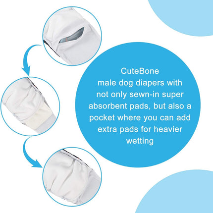 CuteBone Dog Belly Bands for Male Dogs Wraps Washable Doggie Diapers DM07S