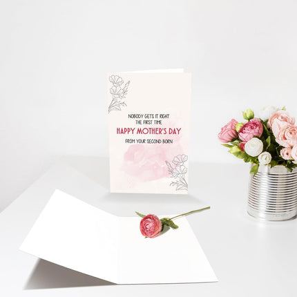Funny Mother's Day Card from Second Born, Humorous Happy Mothers Day Card from 2nd Born Second Born Son Daughter Children Kids, Hilarious 2nd Born Mother's Day Cards Gift for Mom Mother