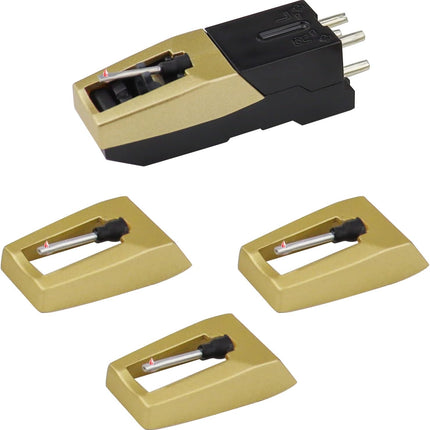 Record Player Needle, Upgraded Record Player Cartridge with Diamond Stylus Replacement for Crosley, ION, LP, Phonograph, and More (Gold)