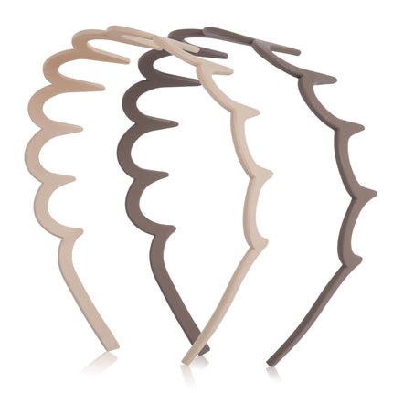 2 Pack Zig Zag Headbands for Women, Non-Slip Wavy Plastic Hair Comb Headbands with Teeth, U-Shape High Cranium Korean Style, Classic 90s Hair Accessories, Gifts for Women (Black & Brown)