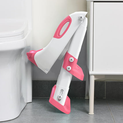 Potty Training Seat, SKYROKU Potty Training Toilet with Step Stool Ladder, for Kids Boys Girls Toddlers - Comfortable Safe Potty Seat with Anti-Slip Pads Ladder (8838+Pink)
