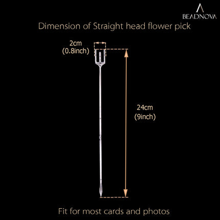 Floral Pick Card Holder 50pcs 9inch Plastic Straight Head Flower Pick Card Holder for Floral Arrangement Bouquet Wedding Decoration (Fork Shape Head)