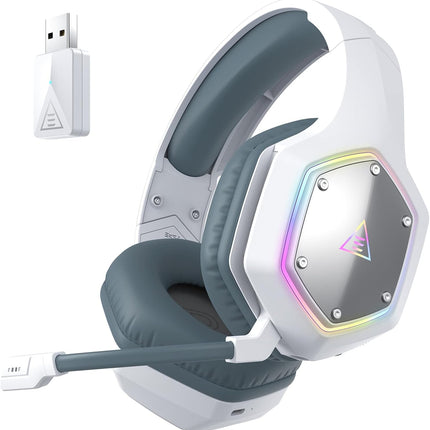 Wireless Gaming Headset,2.4GHz USB Gaming Headphones with Microphone for PC, PS5, PS4, Nintendo Switch, 7.1 Surround Sound Headset, RGB Light, Ergonomic Design for Birthday Gift