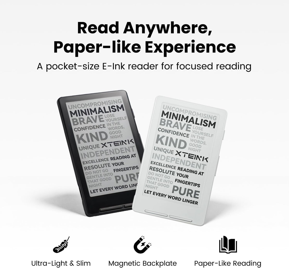 E-Book Reader, 4.3" Portable Pocket E-Ink eReader with Physical Page-Turn Buttons, Ultra-Thin 0.23 - photo 2