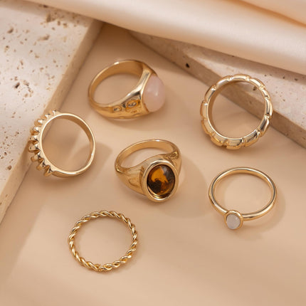 Chunky Rings for Women Stackable Vintage Adjustable Rings for Women Gold Statement Stone Ring Set Vintage Jewelry