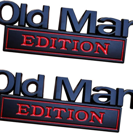 2 Pack Old Man Edition 3D Metal Car Emblem - Vintage Zinc Alloy Auto Badge, Universal Fit for Truck, SUV, Fender, Tailgate, Bumper (Silver and Black)