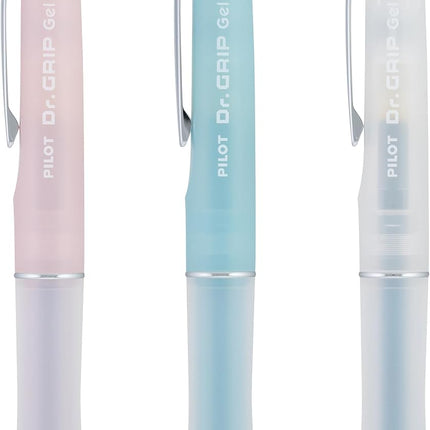 Pilot Dr. Grip Serenity Refillable and Retractable 3 Pack Gel Pens, Fine Point 0.7mm, Soft Aesthetic Barrels, Black Ink Ideal for School, Journaling & Office Writing
