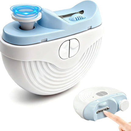Electric Nail Clipper, 3 Speeds Automatic Nail Clipper for Thin & Thick Nail with 2-in-1 Grinding Heads, LED Light & Nail Scraps Storage, Electric Nail Trimmer for Adults,Seniors and Kids (Blue)