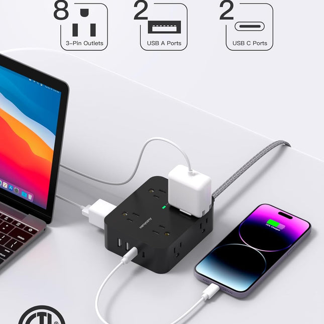 8-Outlet Surge Protector Power Strip with 4 USB Ports