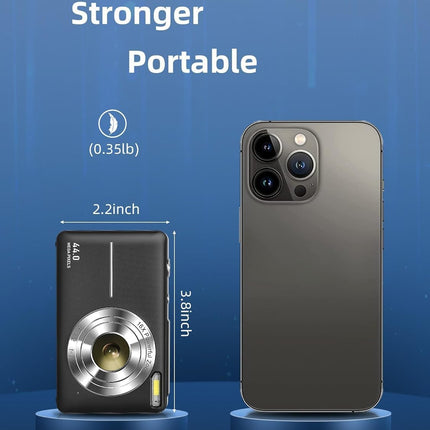 Digital Camera, FHD 1080P Digital Point and Shoot Camera with 16X Zoom Anti Shake, 32GB Card, Compact Small Camera for Boys Girls Kids, Black