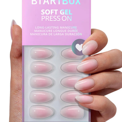 Press On Nails, Short Almond Pink Fake Nails, 32Pcs Full Kit - photo 10