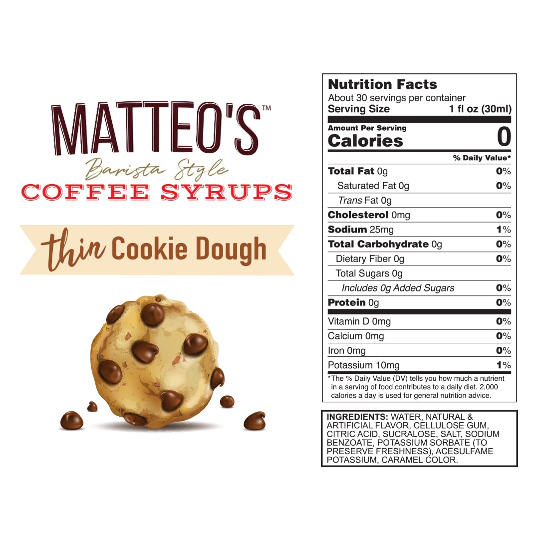 Cookie Dough Syrup for Coffee, Lattes, Cappuccinos & Desserts - Sugar-Free, Keto Friendly, Zero - photo 2