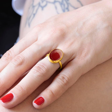 Natural Labradorite Crystal Ring 24K Gold Vermeil 925 Sterling Silver Oval Solitaire Gemstone Dainty Leo Spiritual Perseverance Statement Ring Handmade Turkish Fine Jewelry