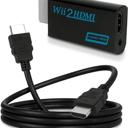 Black Wii to HDMI Adapter with 5FT HDMI Cable - Wii to HDMI Converter Compatible with Nintendo Wii Console, Wii Games, HDTV, Monitor