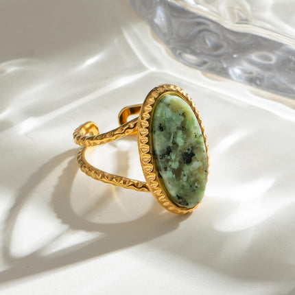 Geometric Oval Statement Ring for Women Open Band Wrap Finger Rings