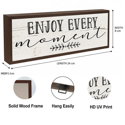 Inspirational Wood Decors, Enjoy Every Moment Sign, Decorative Wooden Wall Plaque, Wall Decor Art, Home Decor for Living Room, Housewarming Gift 9.5x3.1x1 inches