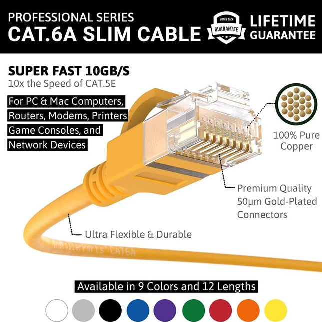 Ethernet Cable CAT6A Slim Cable UTP Booted 5 FT (20 Pack)