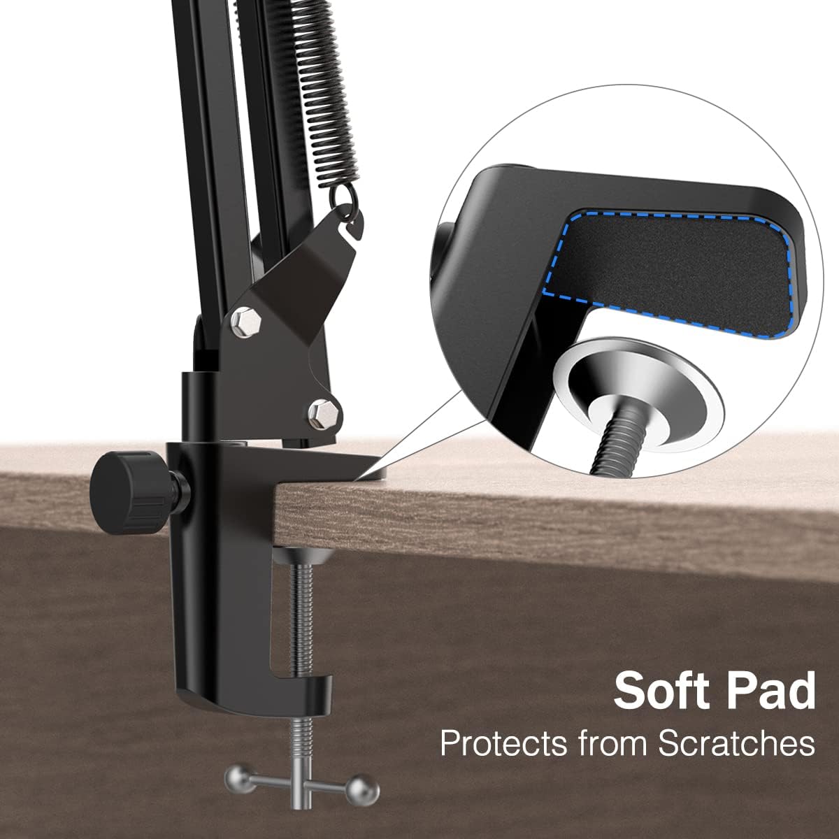 Microphone Arm Stand, Suspension Boom Scissor Mic Stand with Heavy Duty Clamp, 3/8" to 5/8" Adapter, for - photo 5