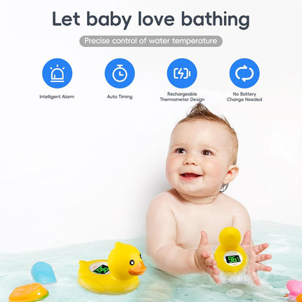 b&h Baby Bath Thermometer - USB Rechargeable, Instant & Accurate Temperature Readings, Waterproof, Digital Water Temperature Monitor for Newborns & Toddlers (Classic Charging Duck)
