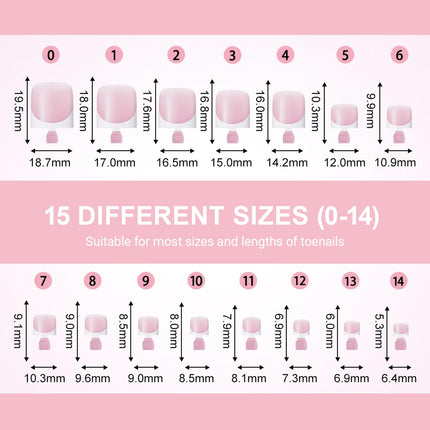 Toe Nail Press Ons, French Square Toe Tips, Press On Nails for Women - photo 4