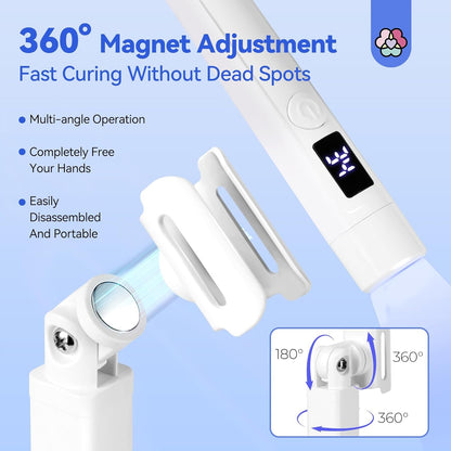 White 9W LED Nail Light for Gel Nails: Handheld LCD Display Screen Flash Cure Lamps with Stand for Gel - photo 5