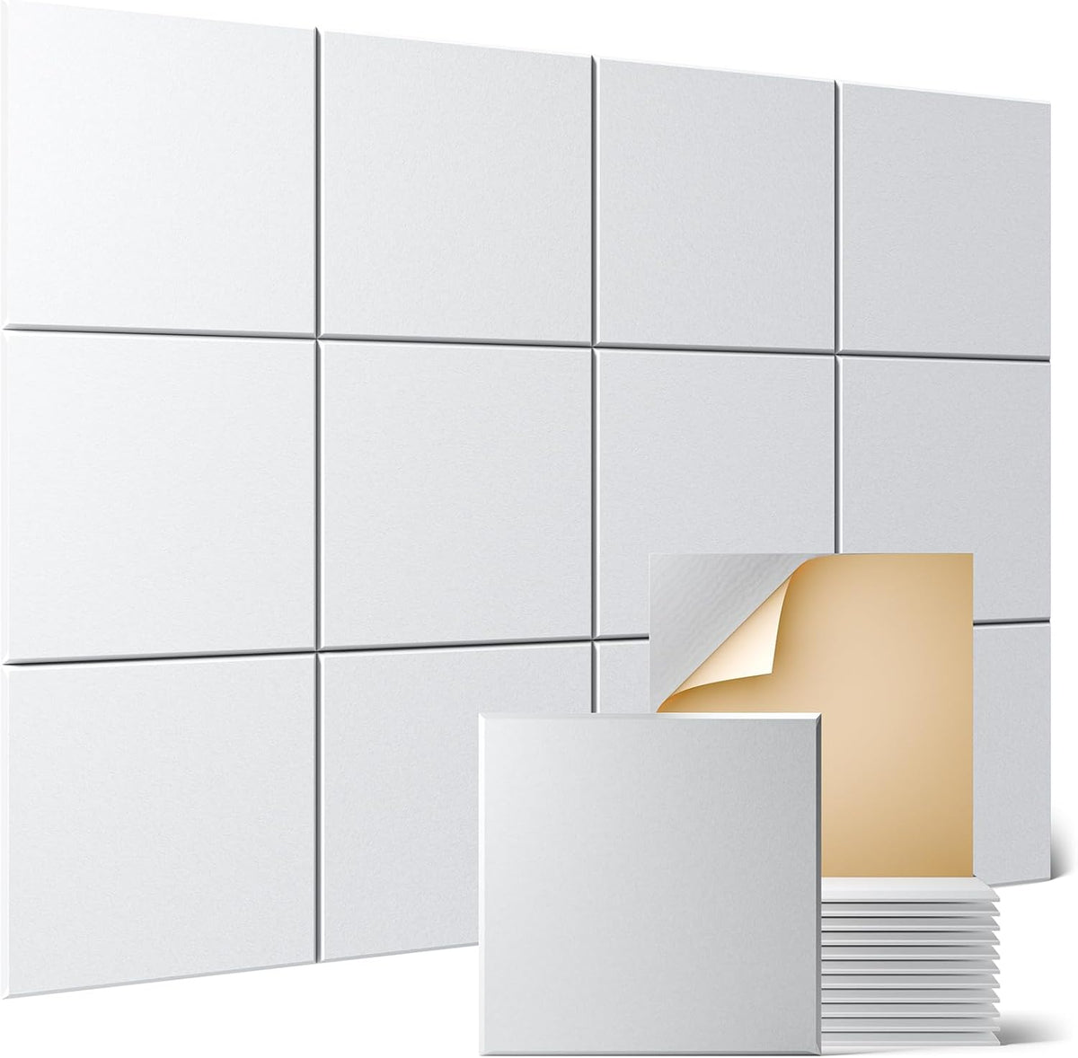 12 Pack Acoustic Wall Panels with Self-Adhesive, 12" X 12" X 0.4" Sound Proof Foam Panels, Decorative Soundproof Wall