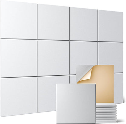 12 Pack Acoustic Wall Panels with Self-Adhesive, 12" X 12" X 0.4" Sound Proof Foam Panels, Decorative Soundproof Wall