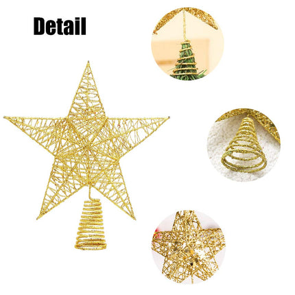 Christmas Tree Toppers Xmas Glitter Gold Hollow Star Treetop Topper