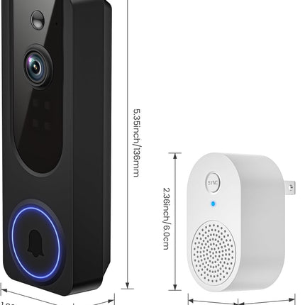 Wireless Doorbell Camera with Indoor Receiver and 1080P Night Vision