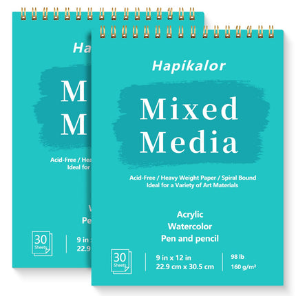 Mixed Media Sketchbook 9"x12" Multimedia Sketchbook, 30 Sheets Sketch Book