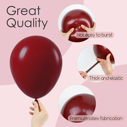 122pcs Burgundy Maroon Latex Balloons in 18 12 10 5 inches