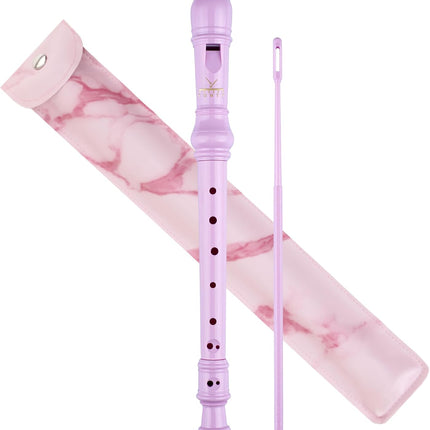 Soprano Recorder 8-Hole Instrument for Beginners Kids Students, Baroque Style C Key Flute with Cleaning Rod & acking Bag for Education & Entertainment - Amethyst