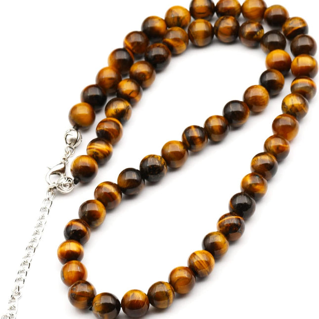 Natural Tiger Eye Beaded Choker Necklace