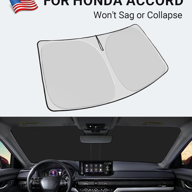 Windshield Sun Shade for Honda Accord 2023-2025 2026 4-Layer Foldable Front Sunshade Protector Sun Visor - photo 2
