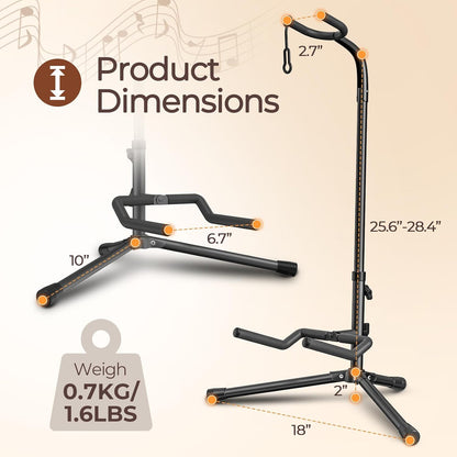 Adjustable Folding Guitar Stand for Electric, Classical Guitars and Bass, Black - photo 3