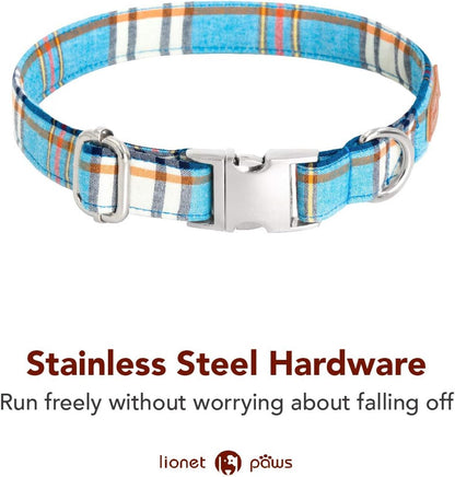 Boy Dog Collar with Blue Plaid Bowtie, Small - photo 2