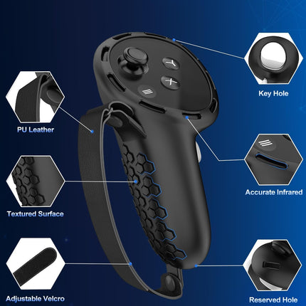 Controller Grip for Meta Quest 3S Oculus Quest 3 VR Accessories Grips Cover for VR Touch Controllers Straps Silicone Covers Protector with Non-Slip Thumbstick Covers 1Pair Black