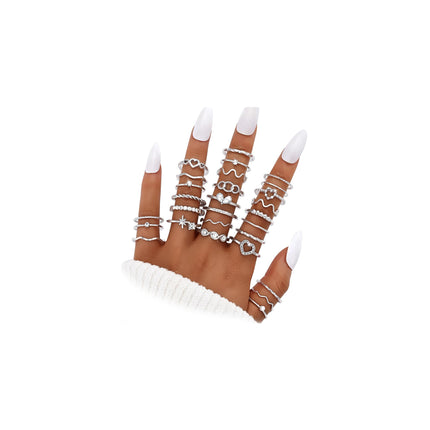 Gold Stackable Rings Set for Women, Gold Plated Chunky Crystal Finger Rings
