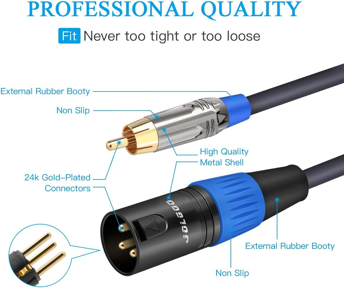 RCA to XLR HiFi Audio Cable - 2 RCA to 2 XLR, 3.3 Feet, 4N OFC Wire for Amplifier, Mixer, Microphone - photo 4