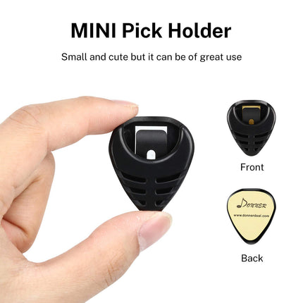 Guitar Picks Holder, with Picks Case 3 Pack, 10pcs Guitar Picks Contains Thin, Medium, Heavy Picks, 9pcs 3M Stickers, Suitable for Acoustic Guitar Electric Guitar Bass Ukulele Banjo