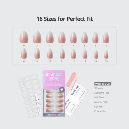 Press On Nails, Short Almond Pink Fake Nails, 32Pcs Full Kit - photo 6