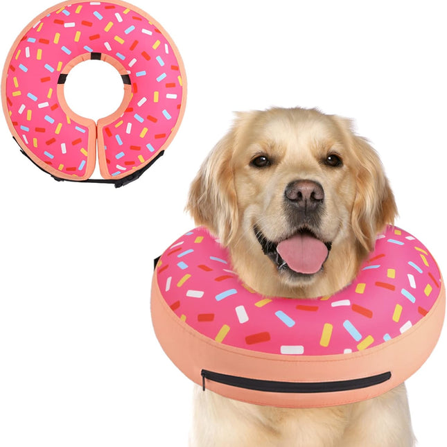 Inflatable Dog Cone Collar Alternative After Surgery, Doggie Neck Donut Collar Recovery ECollar, Soft Dog Cone for
