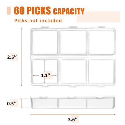Guitar Pick Holder, 6-Grid Guitar Pick Case, 60 Capacity, Box Only