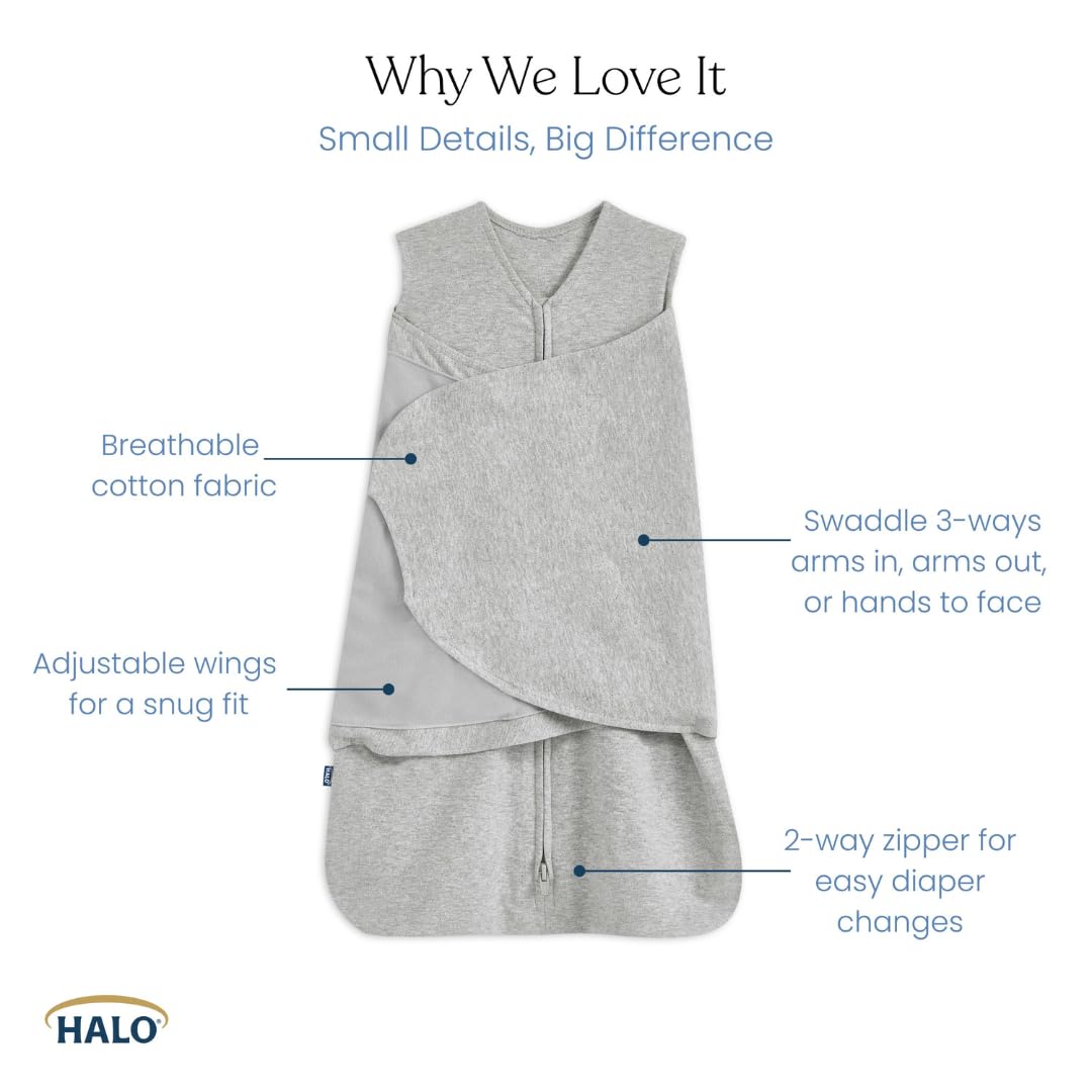 100% Cotton Swaddle, 3-Way Adjustable Wearable Blanket, TOG 1.5, Baby Blue, Newborn 0-3 Months - photo 3