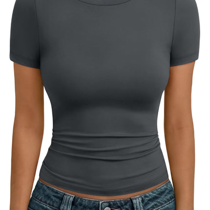 Women's Crewneck Short Sleeve T-Shirt Sexy Slim Fit Basic Going Out Tops