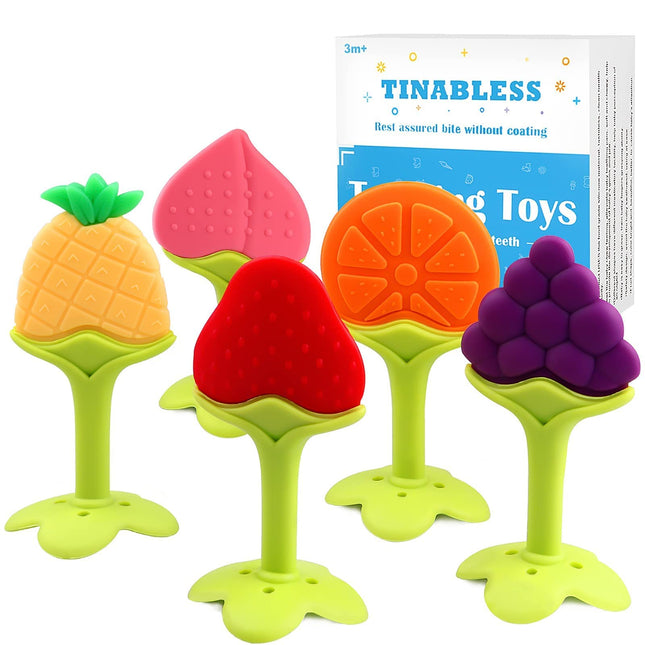 Teething Toys (5 Pack) - Infant Teething Keys Set, BPA-Free, Natural Organic Freezer Safe for Infants and Toddlers