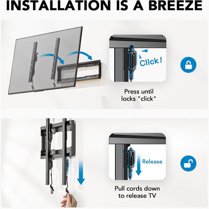 Pipishell Tilt TV Wall Mount Bracket Low Profile for Most 23-55 Inch LED LCD OLED 4K Flat Curved TVs up to 99lbs Max VESA 400x400mm, 8° Tilting for Anti-Glaring, Fits 8-16 inch Wood Stud