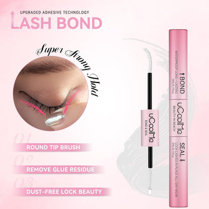 Lash Bond and Seal Waterproof for Lash Clusters 144Hours New Upgrade Leak-Proof Cap Upgraded Airtight Pipe Material Non-Irritating Lash Glue for DIY at Home(White,10ML)